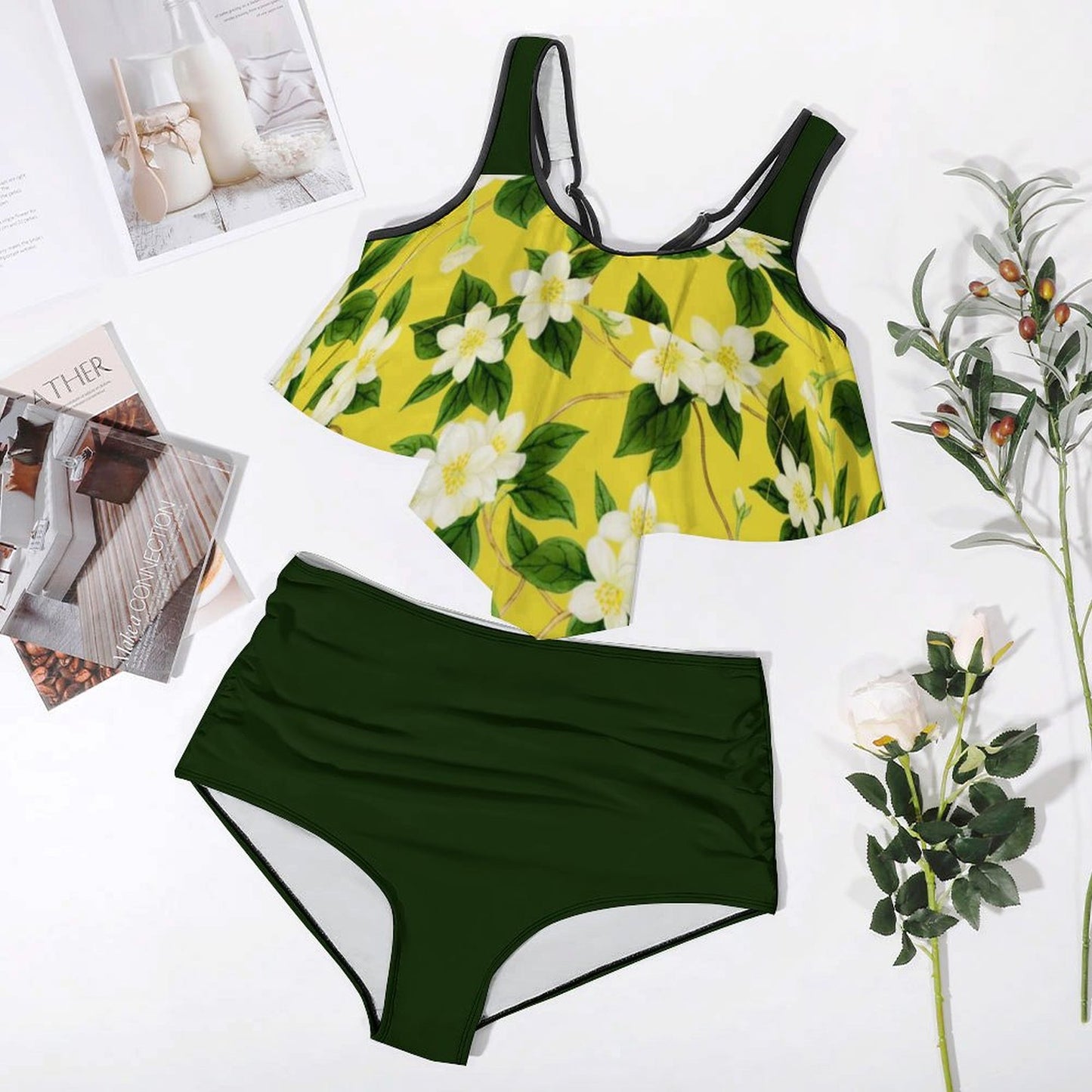 TRP Floral Print 10: Jasmine Vine 01-01 Designer Plus Size Tankini