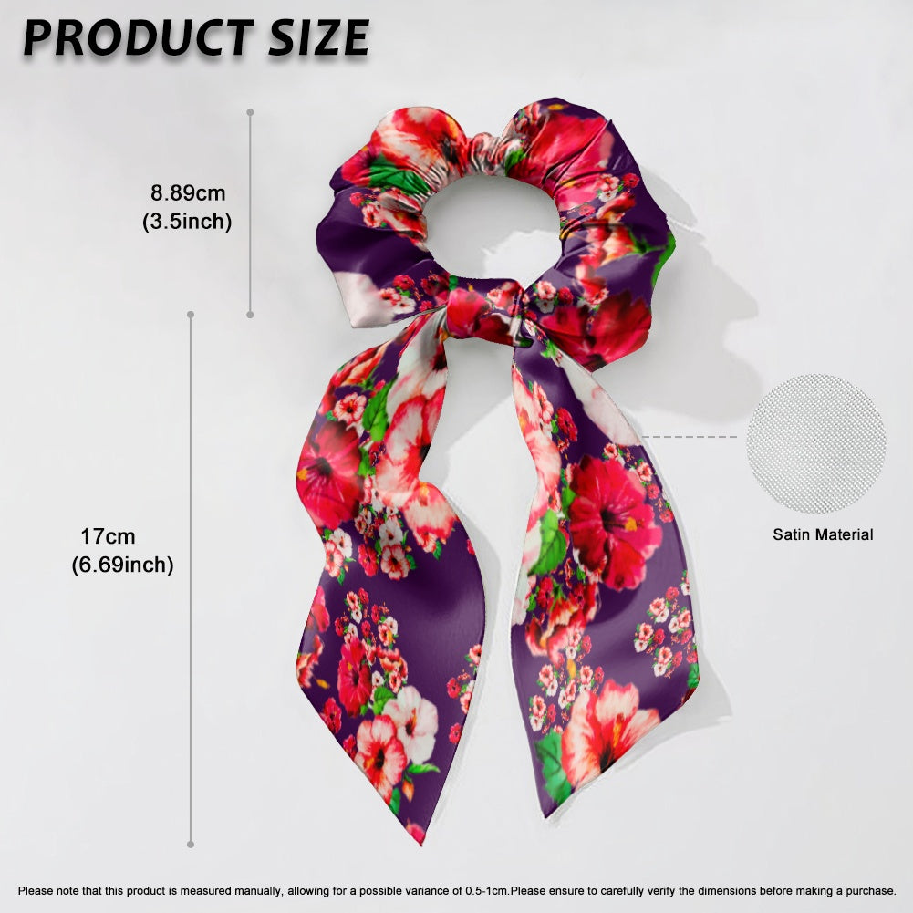 TRP Floral Print 03: Hibiscus Flowers 01-01 Tropical Bloom Satin Scarf Scrunchie