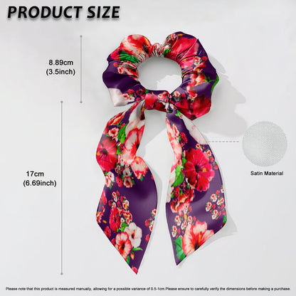 TRP Floral Print 03: Hibiscus Flowers 01-01 Tropical Bloom Satin Scarf Scrunchie