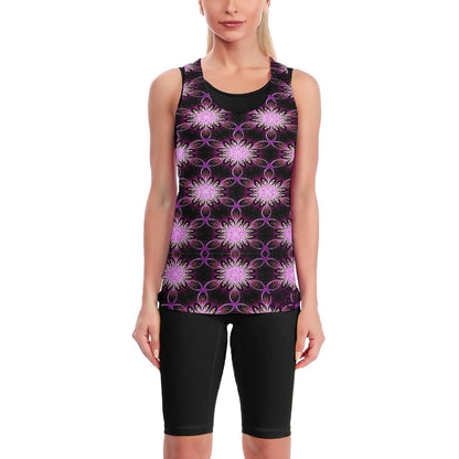 Geo-Graphic 01: Electric Petals Open Back Scoop Neck Tank Top