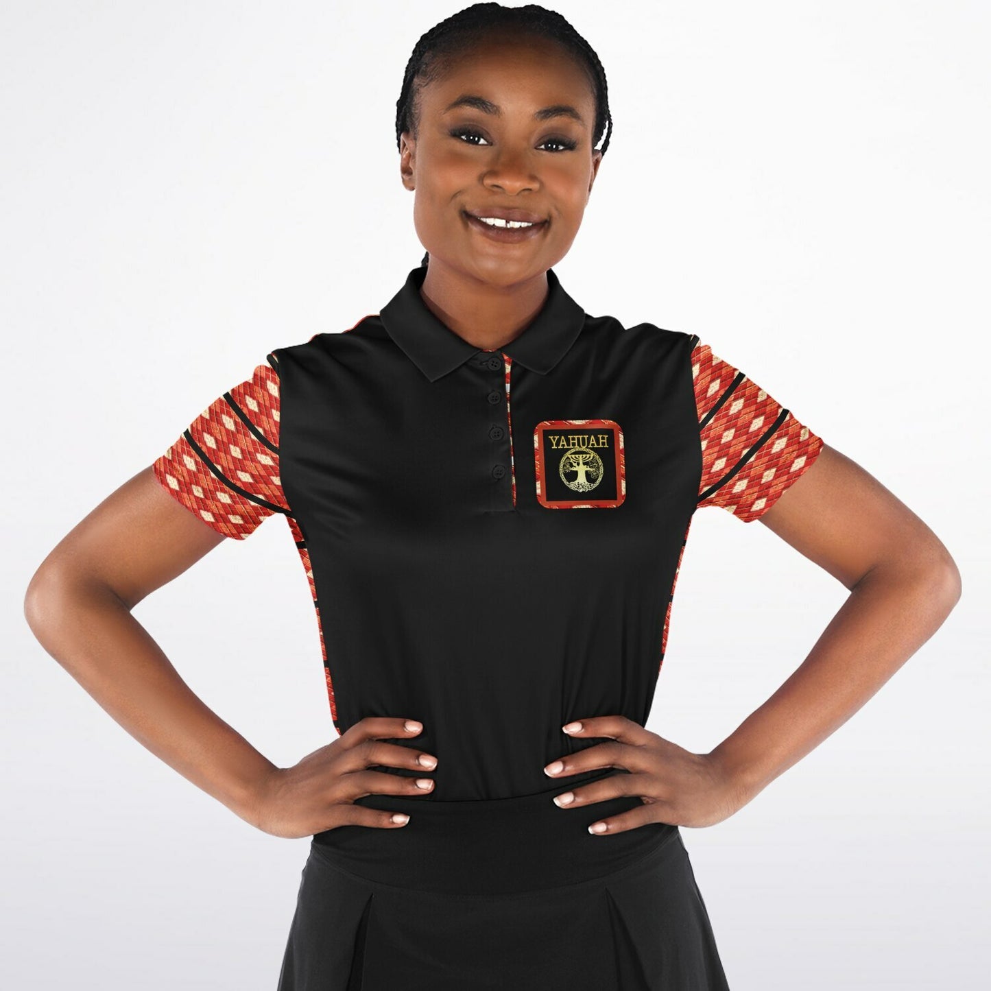 Yahuah Logo 02-01 Ladies Designer Polo Shirt