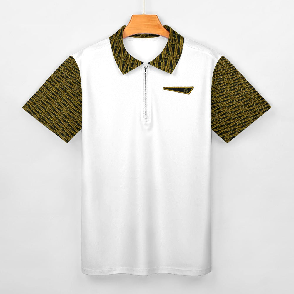 Flag of David, The Men's Designer Zip Placket Polo Shirt (7 colors)