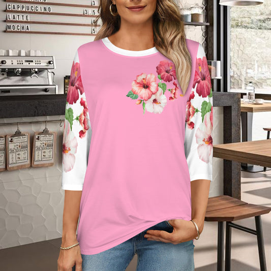 TRP Floral Print 03 Ladies Designer Round Neck Half Sleeve T-shirt