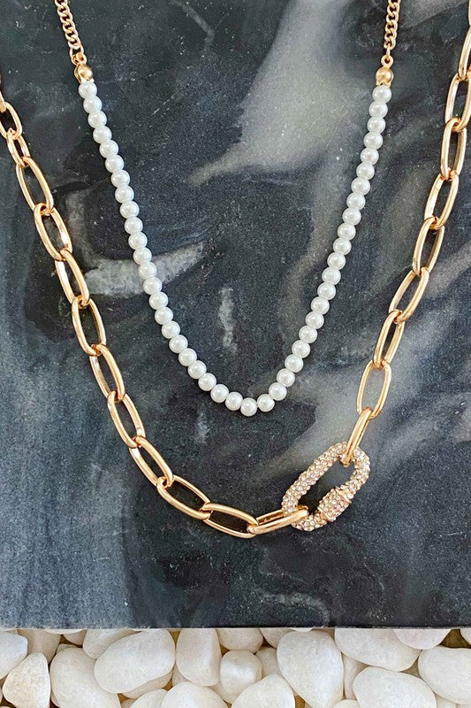 Classic Layered Beaded Pearl Necklace Set