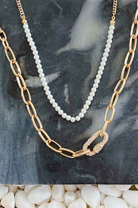Conjunto de collar de perlas con cuentas en capas clásico