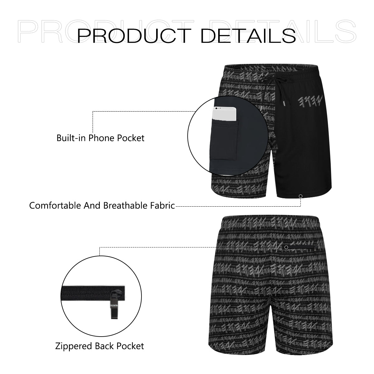 Yahuah Logo 01-02 Men's Designer Double Layer Jogger Shorts