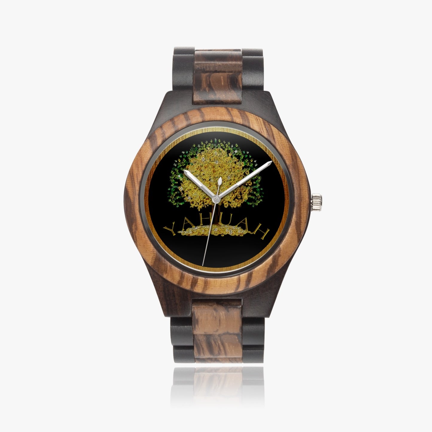 Yahuah-Tree of Life 03-01 Designer Indian Ebony Wooden 45mm Quartz Unisex Watch