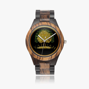Yahuah-Tree of Life 03-01 Designer Indian Ebony Wooden 45mm Quartz Unisex Watch