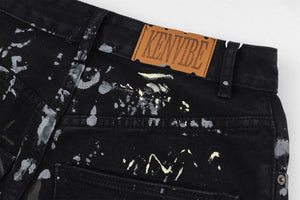 Jeans masculinos de pierna ancha con diseño de nicho callejero estampado