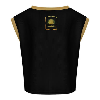 Yahuah-Tree of Life 03-01 Contrast-Rib Knit Crop Top