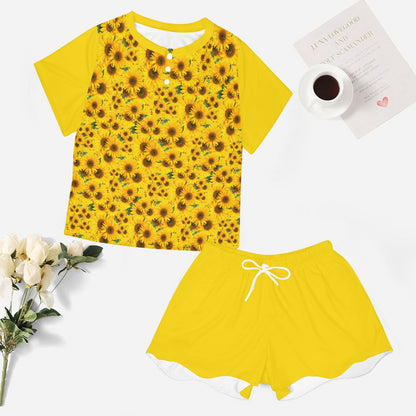 TRP Floral Print 04: Sunflowers 01 Designer Lounge T-shirt & Shorts (5 colors)