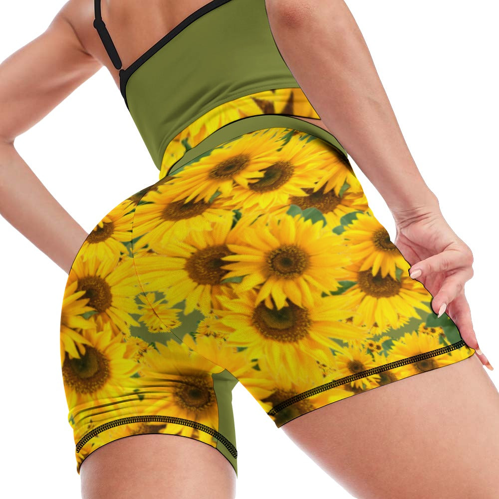TRP Floral Print 04: Sunflowers 01 Designer Slim Yoga Set (5 colors)