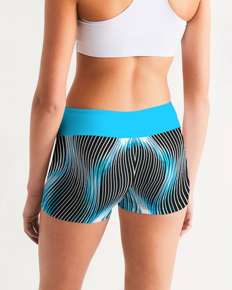 TRP Twisted Patterns 04: Weaved Metal Waves 01-02 Designer Mid Rise Yoga Shorts