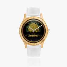 Cargar imagen en el visor de la galería, Yahuah-Tree of Life 03-01 Designer Italian Olive Lumber Wooden 45mm Quartz Unisex Watch with Leather Strap (White/Black/Brown Strap)