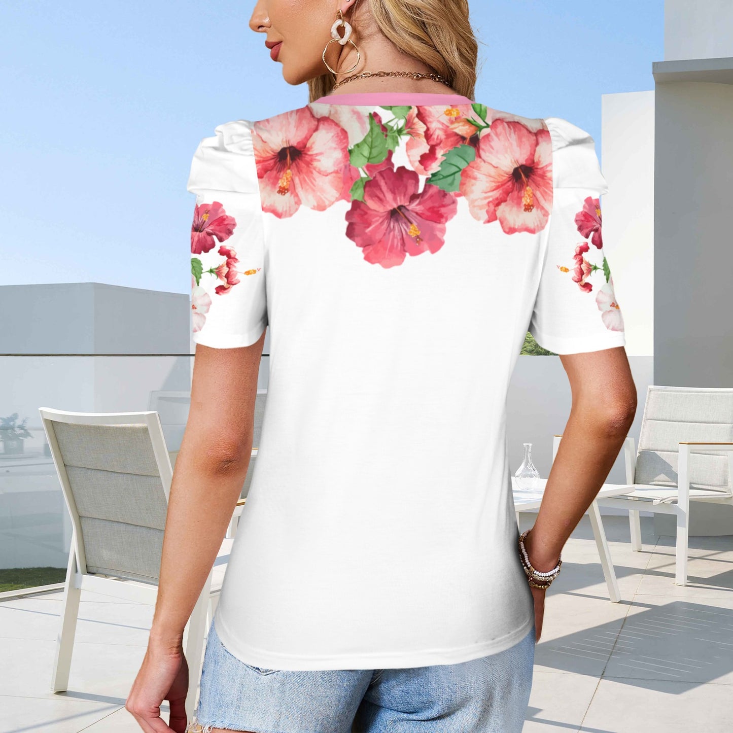 TRP Floral Print 03 Designer Puff Sleeve T-shirt