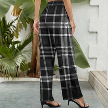 Cargar imagen en el visor de la galería, TRP Twisted Patterns 06: Digital Plaid 01-06A Pantalones anchos de cintura alta de diseñador para mujer 