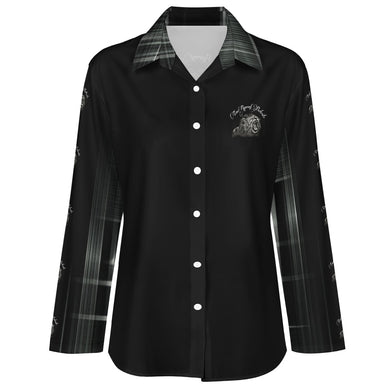 TRP Matrix 03 Blusa de manga larga con botones y dobladillo irregular para mujer