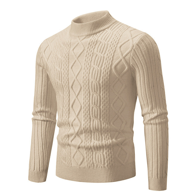 Men's Solid Color Mock Neck Cable Knit Sweater (5 colors)