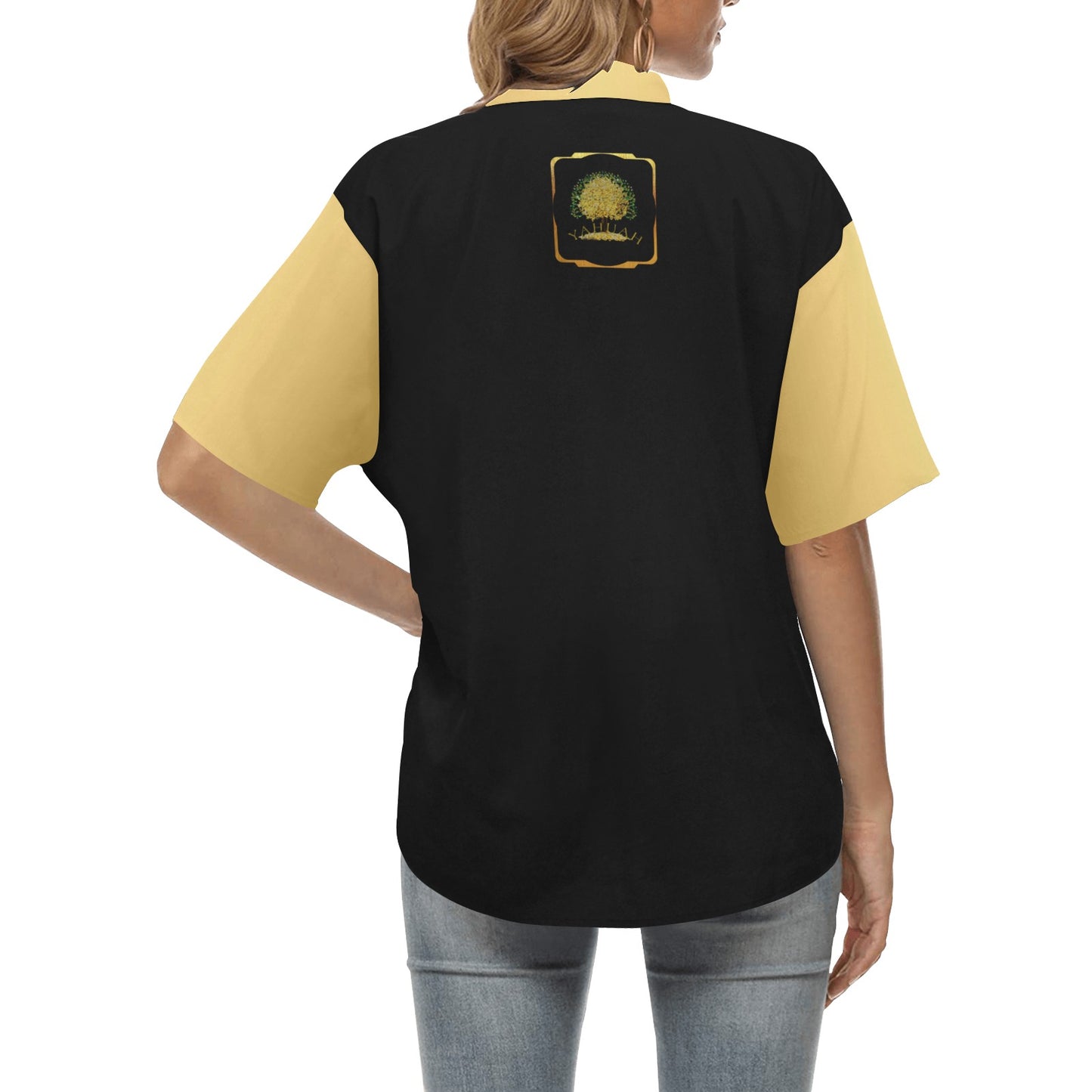 Yahuah-Tree of Life 03-01 Ladies Designer Button-down Shirt