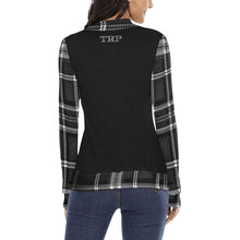 Load image into Gallery viewer, TRP Twisted Patterns 06: Digital Plaid 01-06B Ladies Designer Mock Neck Sweatshirt