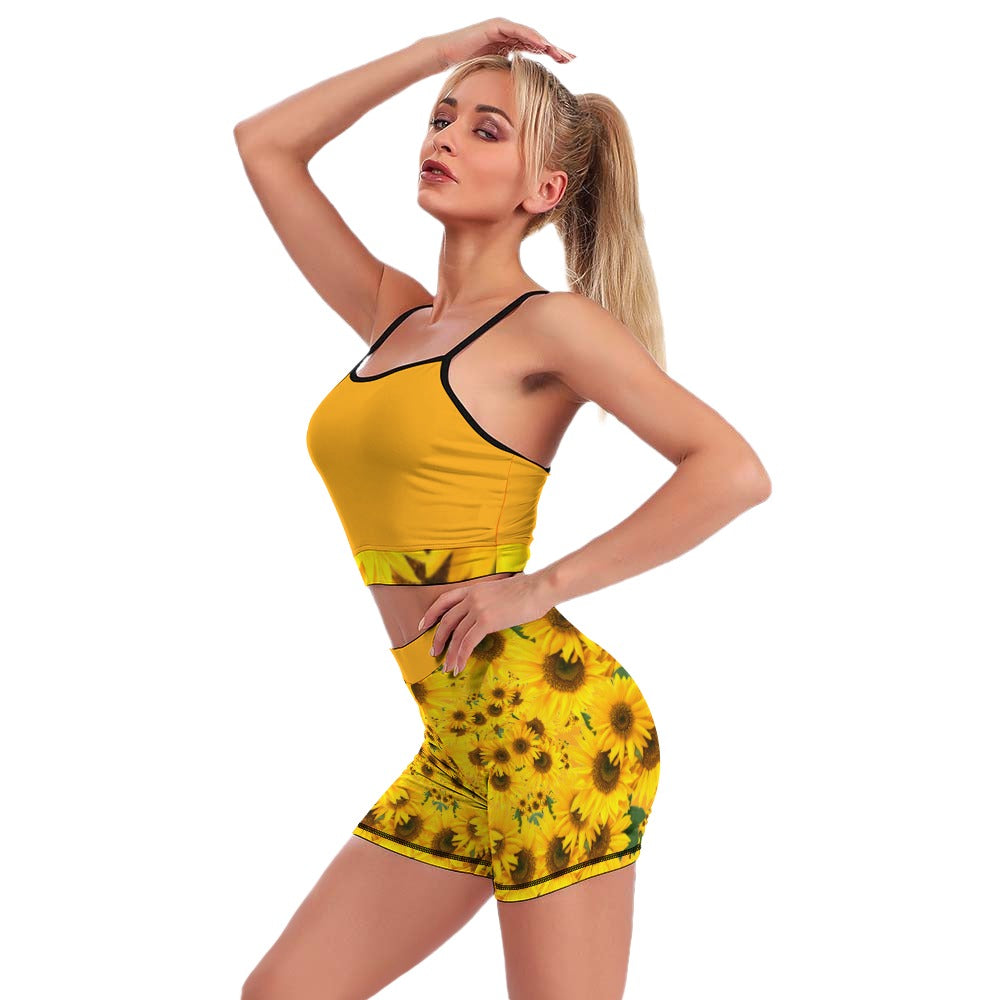 TRP Floral Print 04: Sunflowers 01 Designer Slim Yoga Set (5 colors)