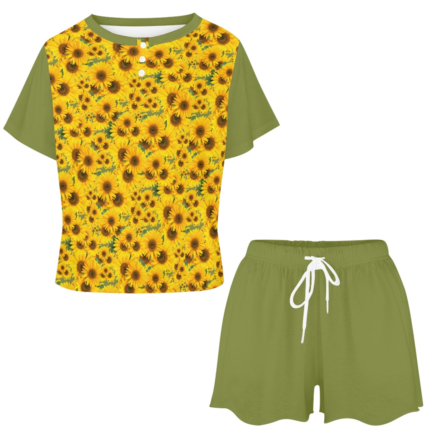 TRP Floral Print 04: Sunflowers 01 Designer Lounge T-shirt & Shorts (5 colors)