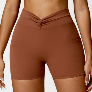 Solid Color Nude Feel Nylon Yoga Shorts (5 colors)