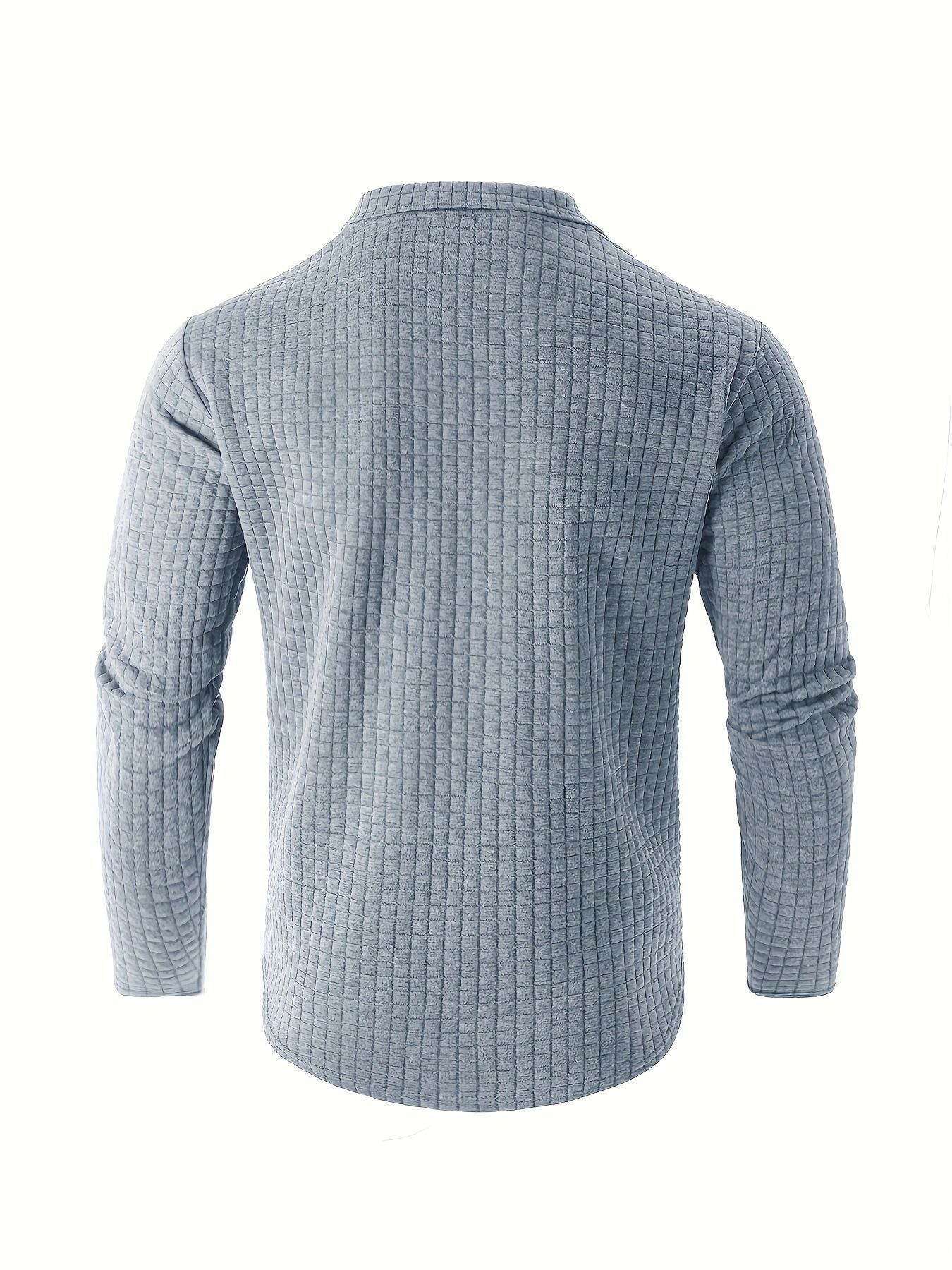 Men's Solid Color Stand Collar 1/4 Zip Waffle Knit Sweatshirt (4 colors)