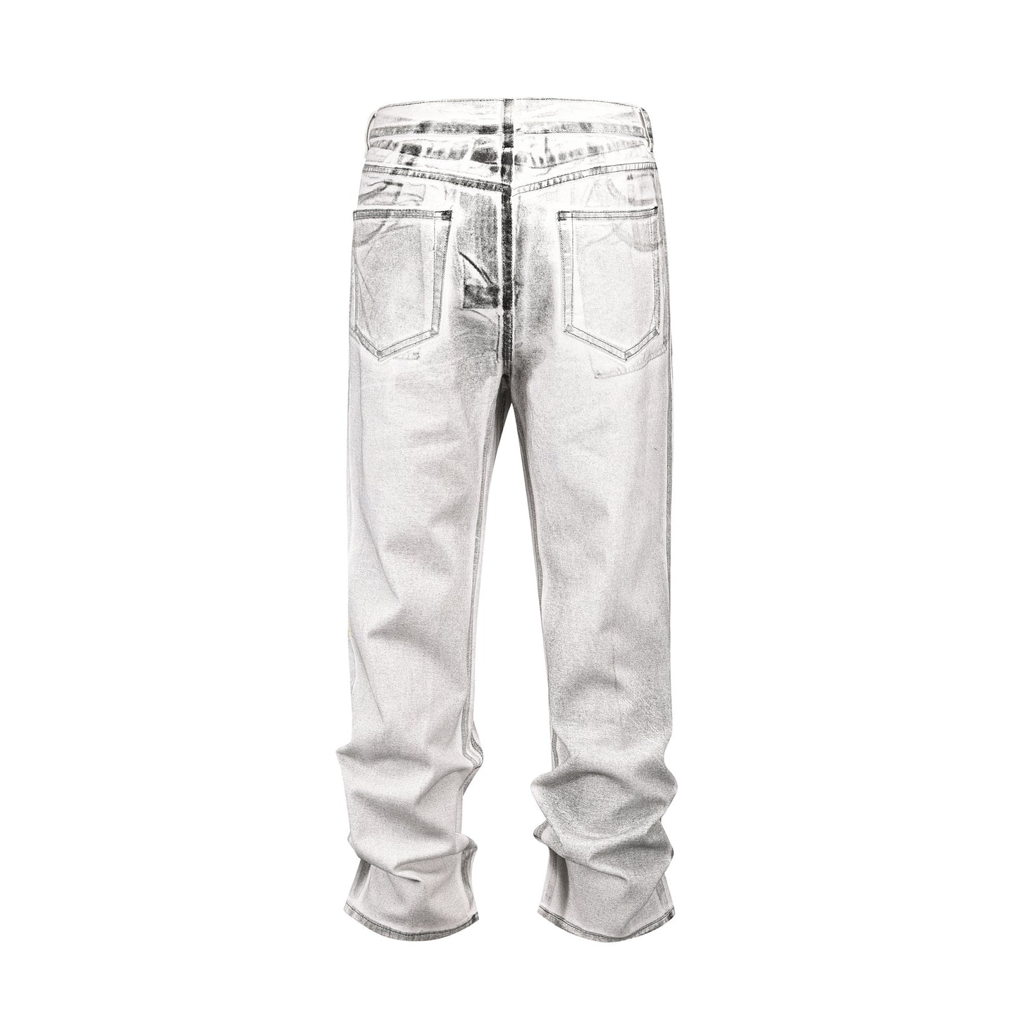 Jeans de mezclilla holgados con cera y cepillo de corte 3D para hombres (2 colores)