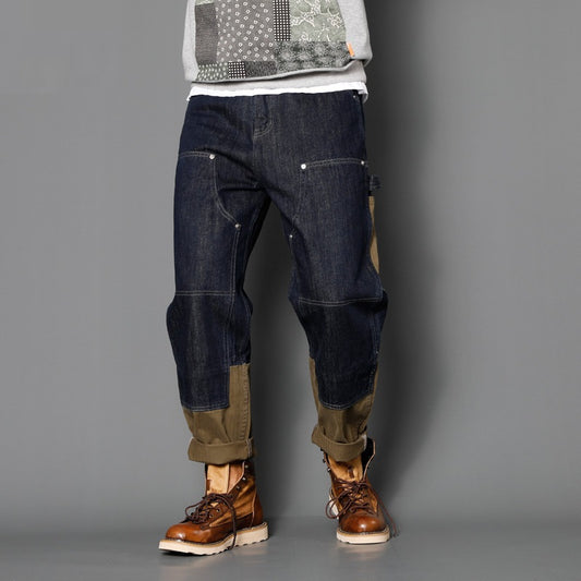 Multi-pocket Stitching Design Straight Denim Jeans