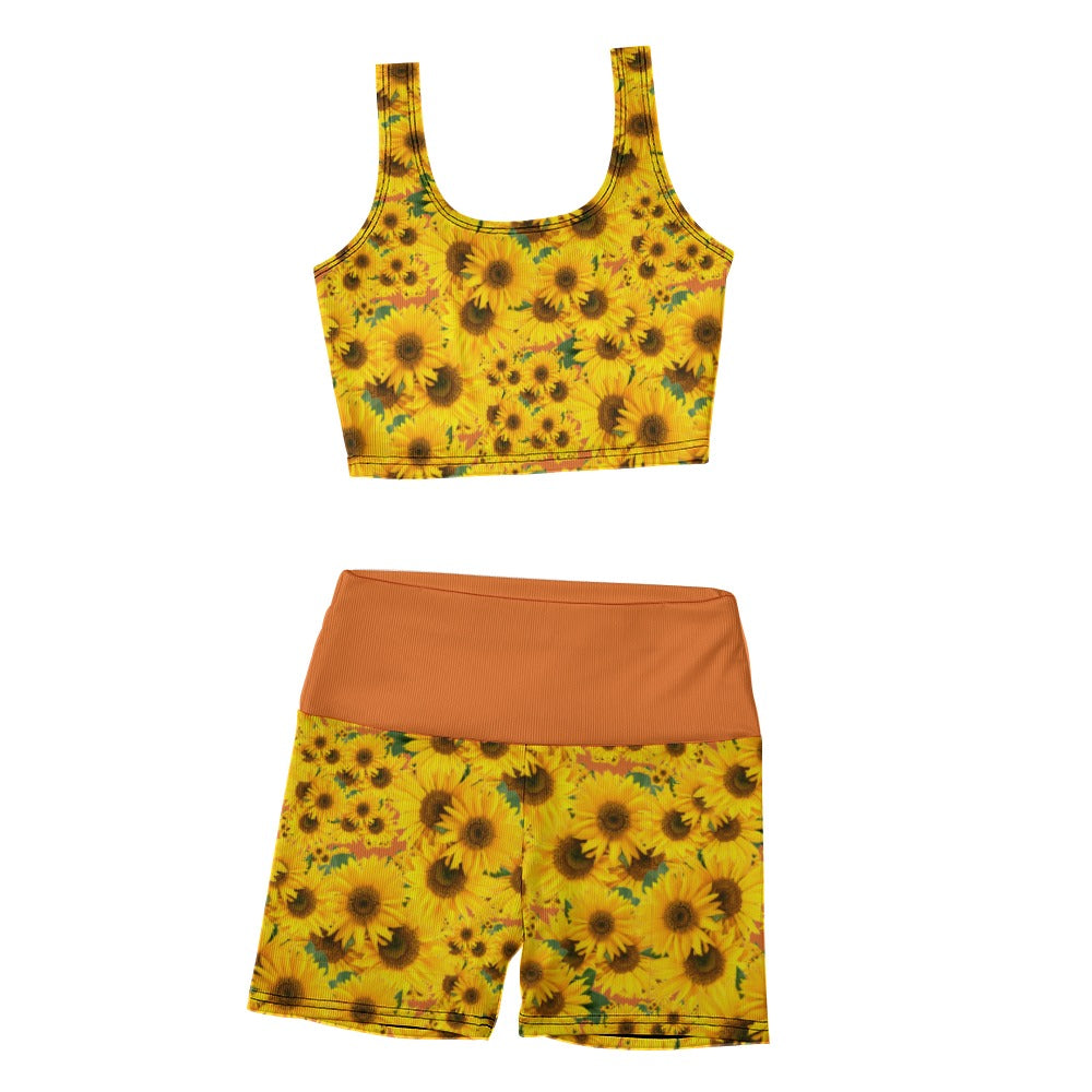TRP Floral Print 04: Sunflowers 01 Designer Thread Yoga Set (5 colors)