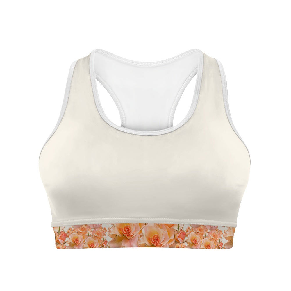 Floral Embosses: Roses 03-01 "Apricot Bloom Essential" Sports Bra