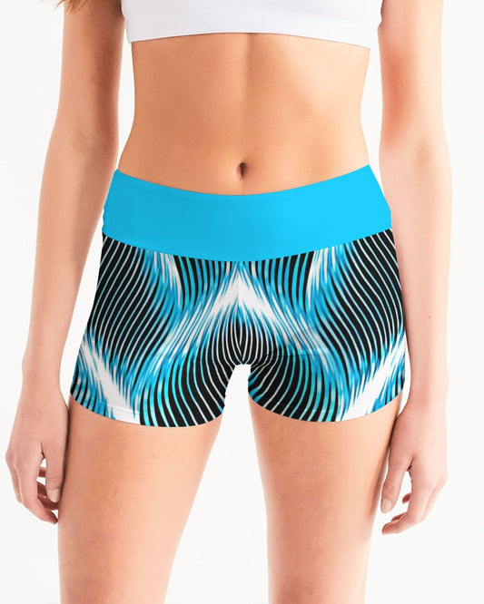 TRP Twisted Patterns 04: Weaved Metal Waves 01-02 Designer Mid Rise Yoga Shorts