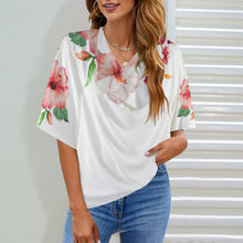 Load image into Gallery viewer, TRP Floral Print 03 Designer Draped Neck Flare Sleeve Blouse