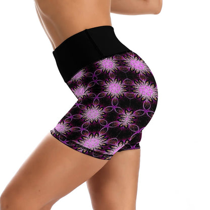 Geo-Graphic 01: Electric Petals Yoga Shorts