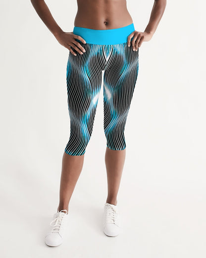Orot (The Lights) Series: MAYIM CHAYIM | Living Waters (Blue) Mid Rise Sports Capri Leggings