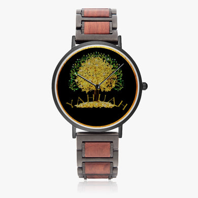 Yahuah-Tree of Life 03-01 Designer Bamboo Wood+ Stainless Steel 41mm Quartz Unisex Watch
