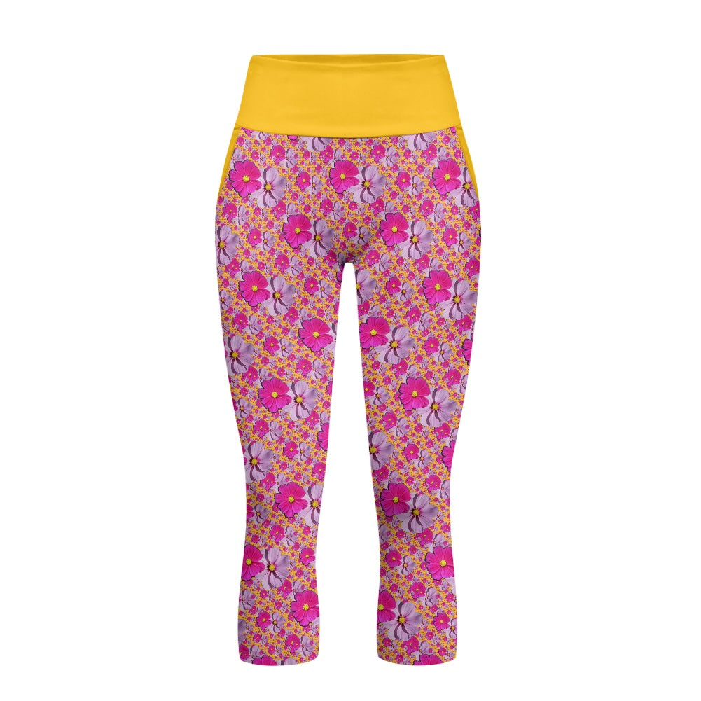 TRP Floral Print 05: Garden Cosmos Designer 7 Point Yoga Pants