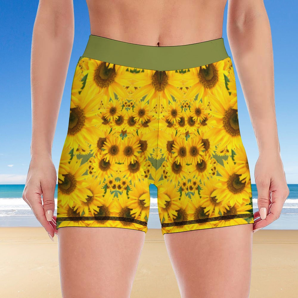 TRP Floral Print 04: Sunflowers 01 Designer Slim Yoga Set (5 colors)