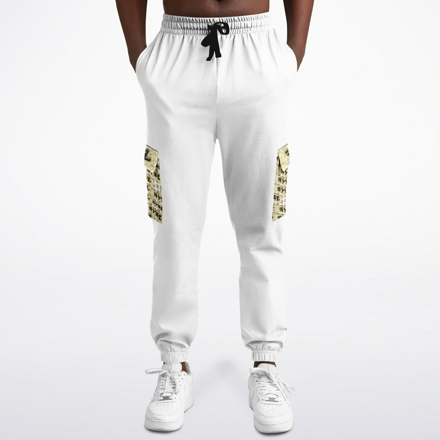 Yahuah Logo 03 - White Designer Athletic Cargo Unisex Sweatpants