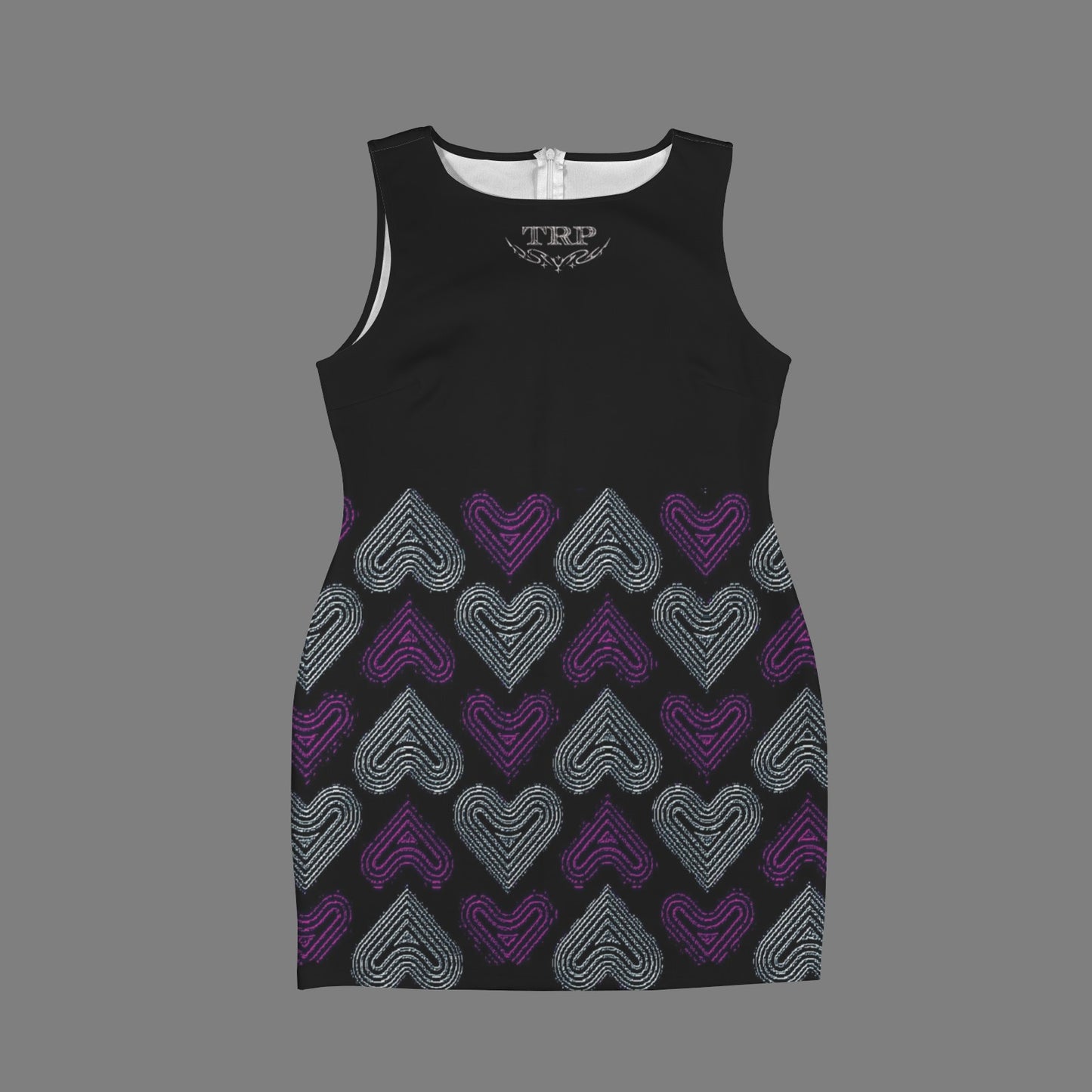 TRP Twisted Patterns 03: Chevron Hearts 01-01 Designer Boat Neck Bodycon Mini Dress