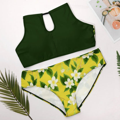 TRP Floral Print 10: Jasmine Vine 01-01 Designer Plus Size Halter Neck Bikini