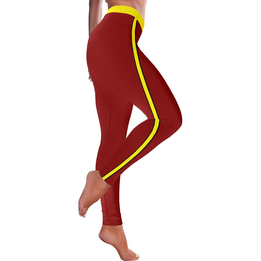 Yahuah-Tree of Life 02-01 Red Designer Low Rise Leggings