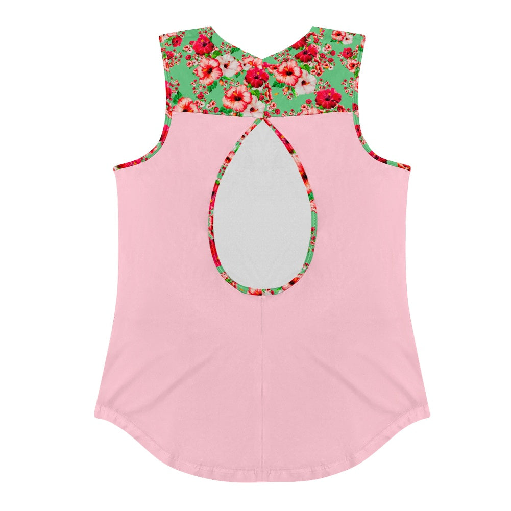 TRP Floral Print 03: Hibiscus Flowers 01-02 Tropical Bloom Muscle Tank, PalePink