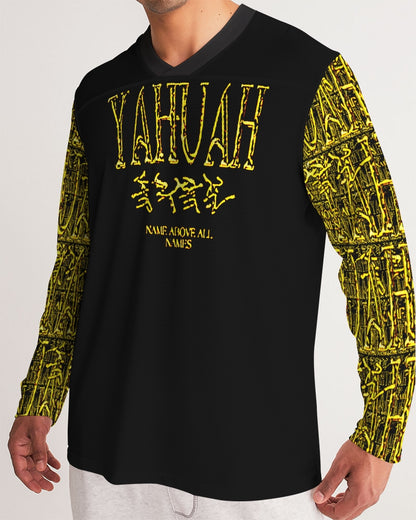 Yahuah-Name Above All Names 01-02 Men's Designer Long Sleeve V-neck Jersey T-shirt