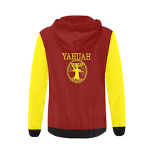 Cargar imagen en el visor de la galería, Yahuah-Tree of Life 02-01 Red Ladies Designer Full Zip Hoodie