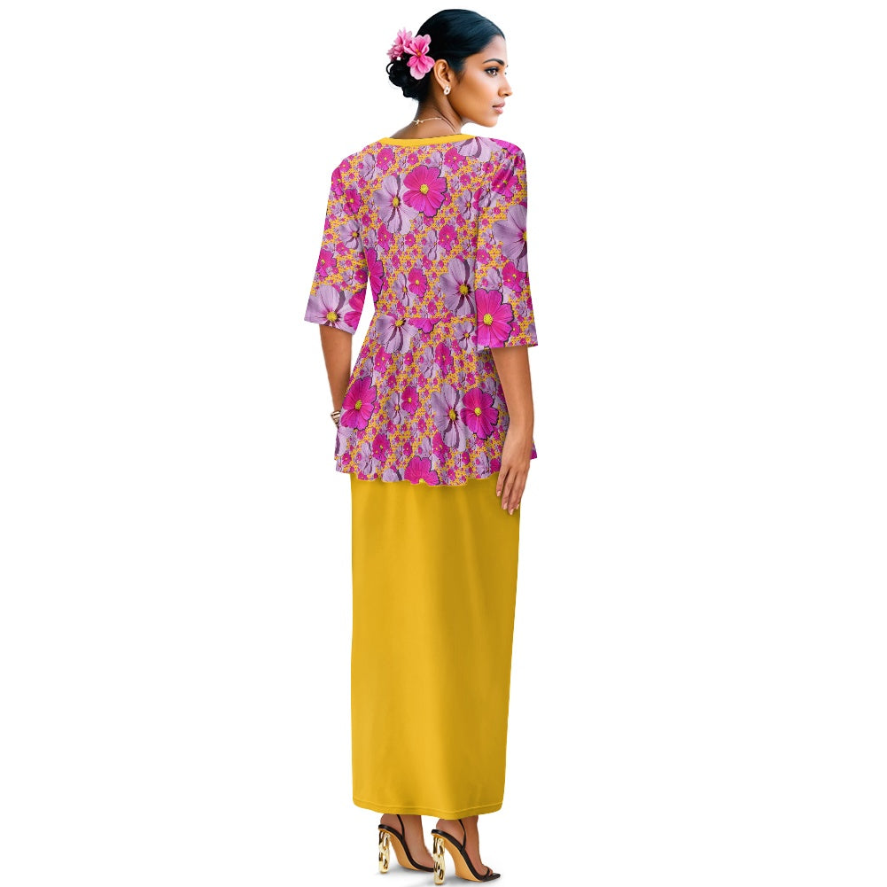TRP Floral Print 05: Garden Cosmos Designer Two Piece Skirt Suit