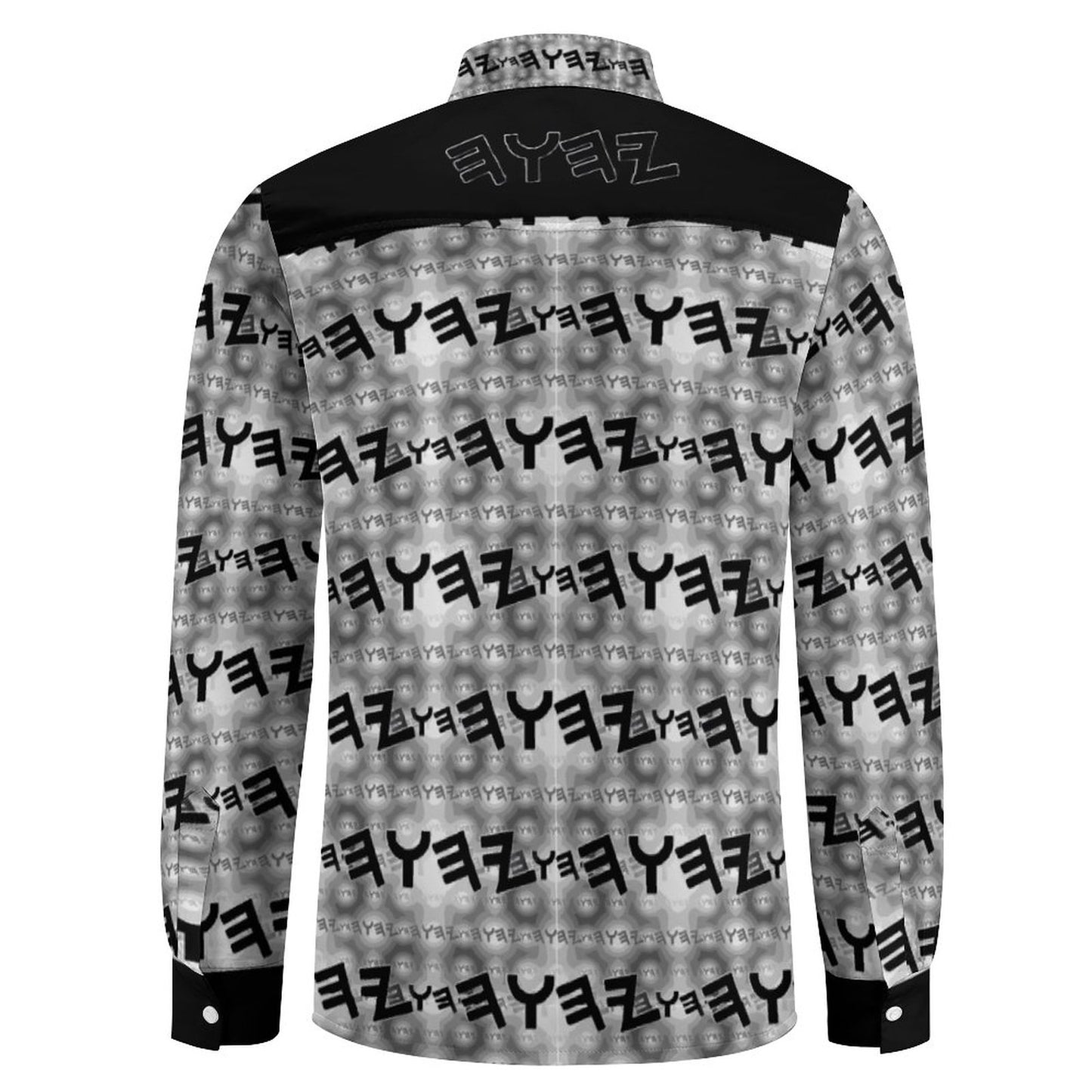 Most High God - Yahuah 01-01 Black Men's Designer Long Sleeve Dress Shirt with Chest Pocket