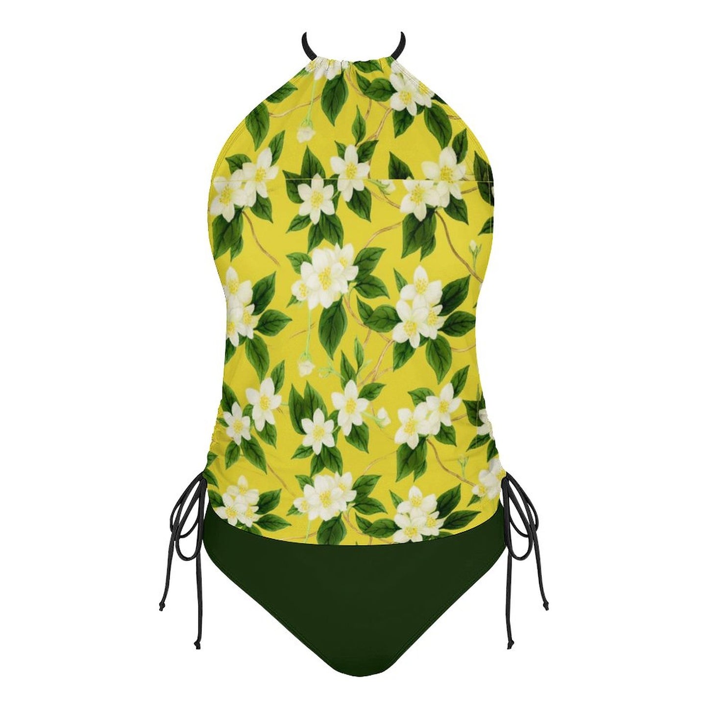TRP Floral Print 10: Jasmine Vine 01-01 Designer Halter Neck Tankini