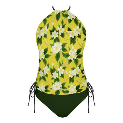 TRP Floral Print 10: Jasmine Vine 01-01 Designer Halter Neck Tankini